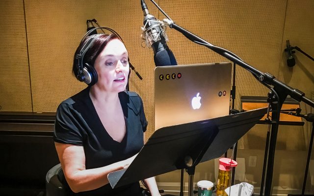 Caroline Stokes making an audio recording