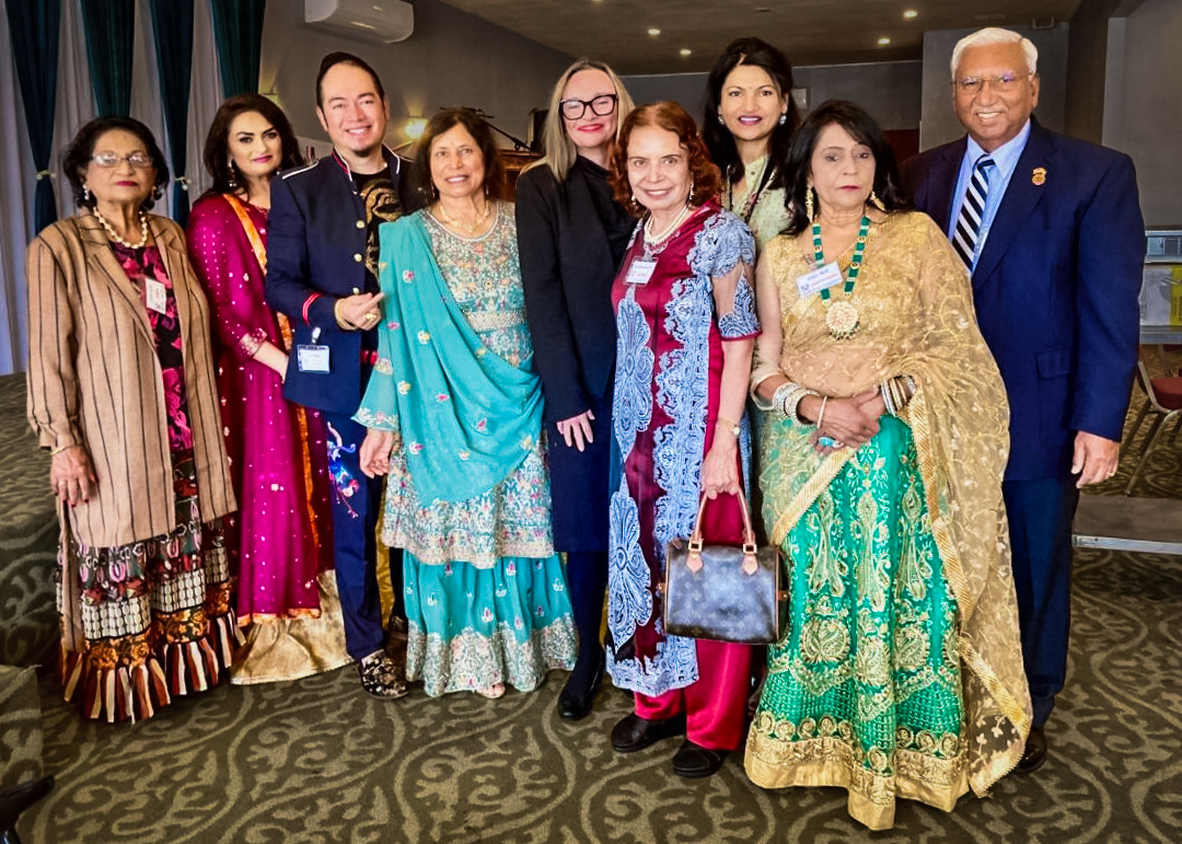 At the UN International Day of Peace celebration (L-R): Aparna Hande, Rajeshwari Kulkarni, Alan Ford, Surekha Modi, Caroline Stokes, Dr Manorama Gupta, Dr Rohini Joshi, Sunila Shah and Kewal Kanda.