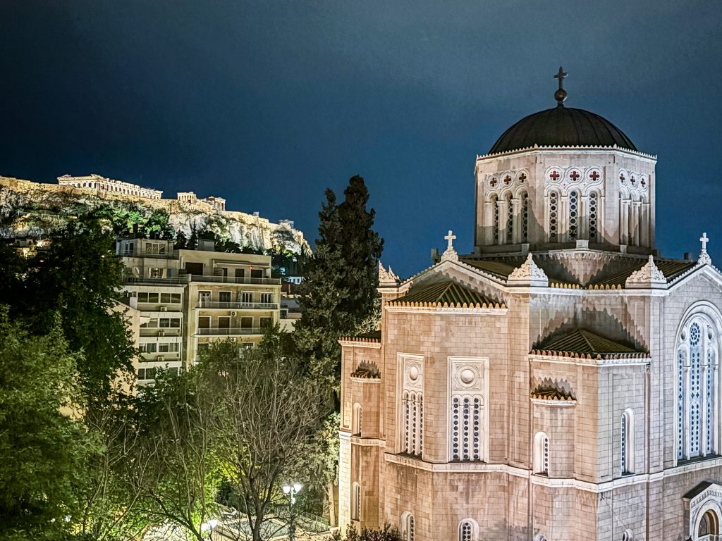 Late-night view of the Acropolis, Athens